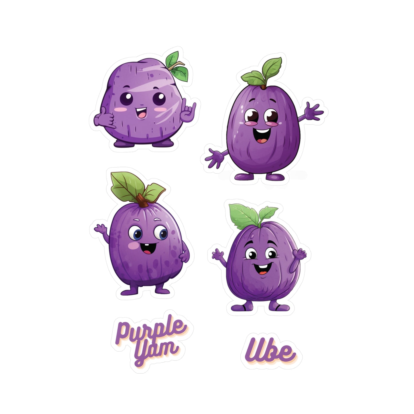 Cute Ube (Purple Yam) Stickers Vinyl Decal with Satin Finish