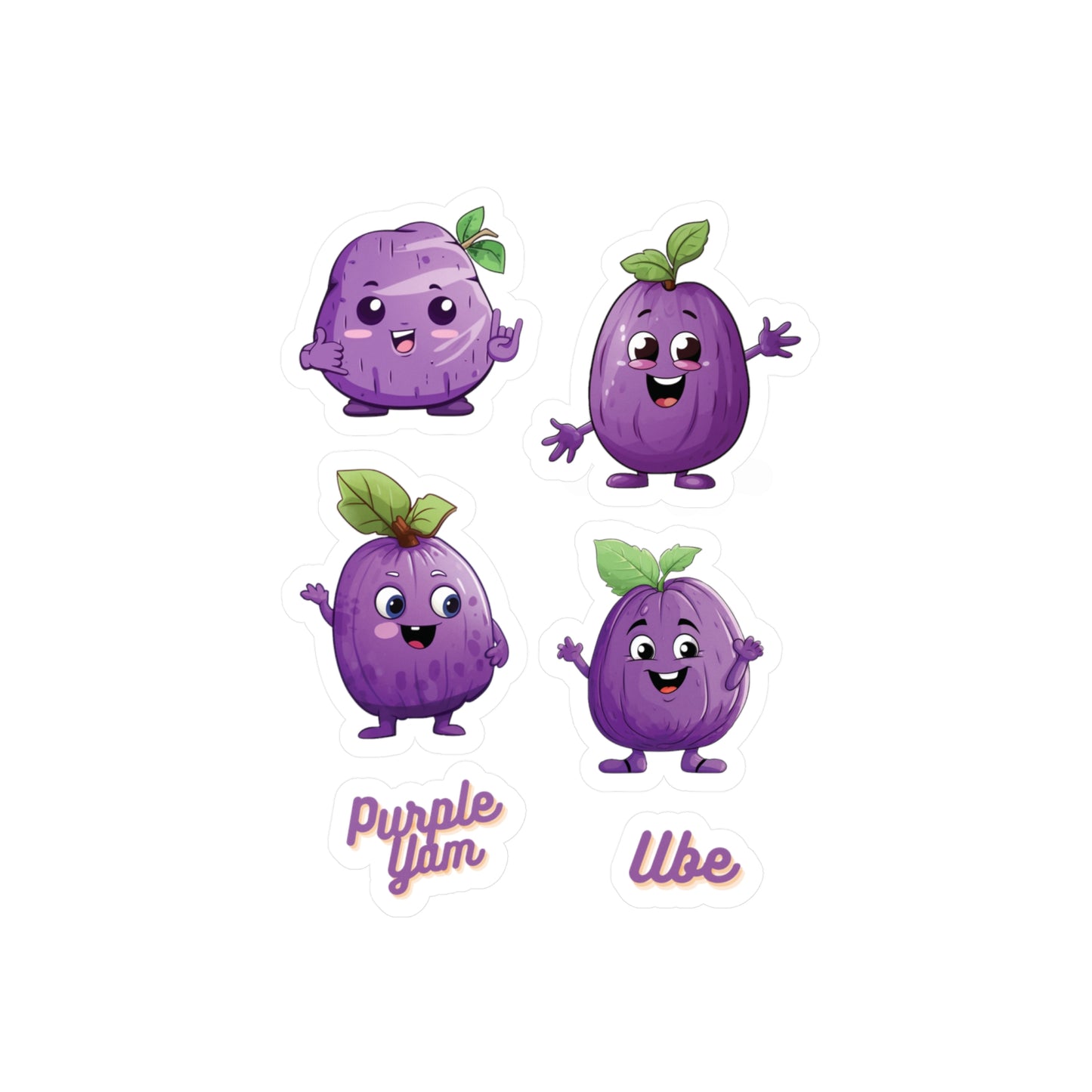 Cute Ube (Purple Yam) Stickers Vinyl Decal with Satin Finish