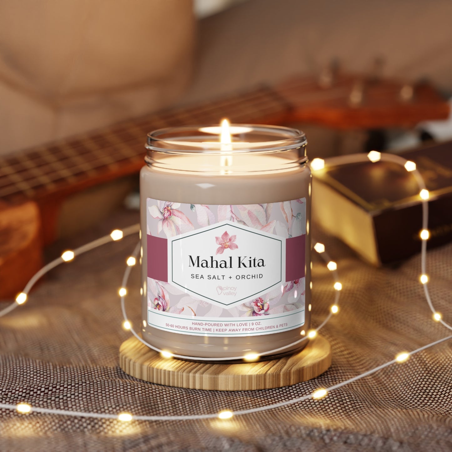 "Mahal Kita" (I Love You) Scented Soy Candle, 9oz (Sea Salt & Orchid)