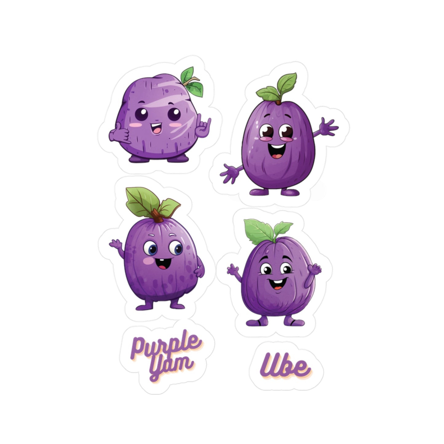 Cute Ube (Purple Yam) Stickers Vinyl Decal with Satin Finish