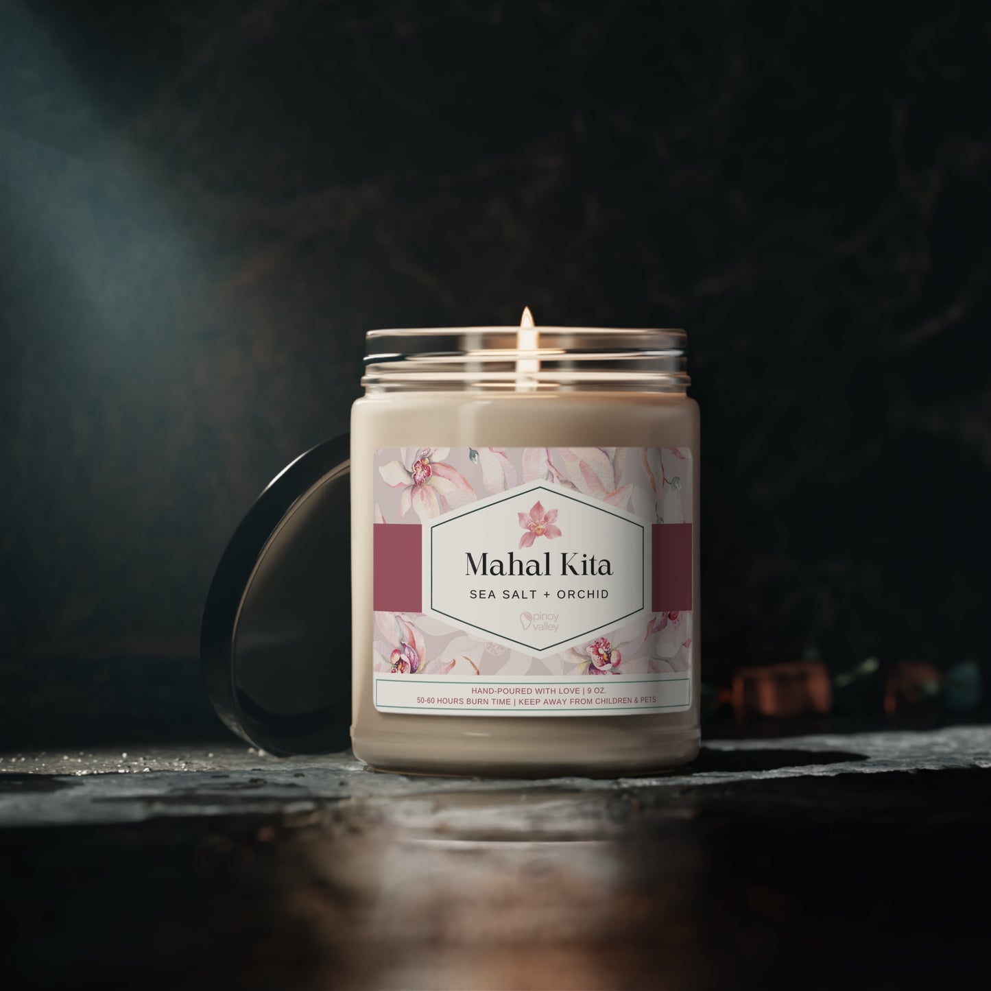 "Mahal Kita" (I Love You) Scented Soy Candle, 9oz (Sea Salt & Orchid)