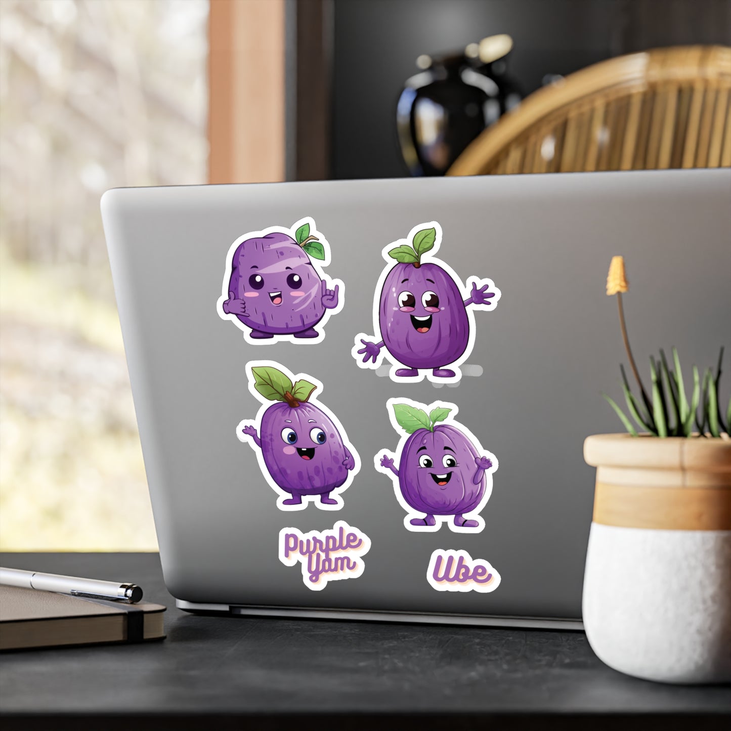 Cute Ube (Purple Yam) Stickers Vinyl Decal with Satin Finish