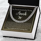 "Sa Pinakamamahal Kong Anak" Cuban Link Chain Necklace - A Love Message from Mother to Son (Tagalog and English)